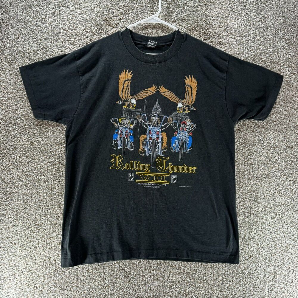 Vintage Rolling Thunder Shirt Mens Extra Large Black Motorcycle Rally 1994 DC